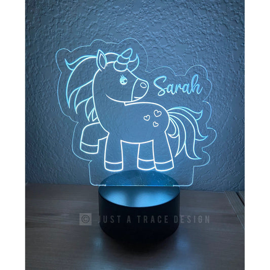 Unicorn Personalized Night Light, Kids Night Light, Name Night Light, Acrylic Nightlight, Mythical Horse,  Laser Cut and Engraved, Girl Gift