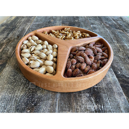 Wooden Snack Tray, 3 Section Tray, Grazing Board, Appetizer Tray, Wood Platter, Serving Tray, Nut Dish, Candy Dish, Nut Tray