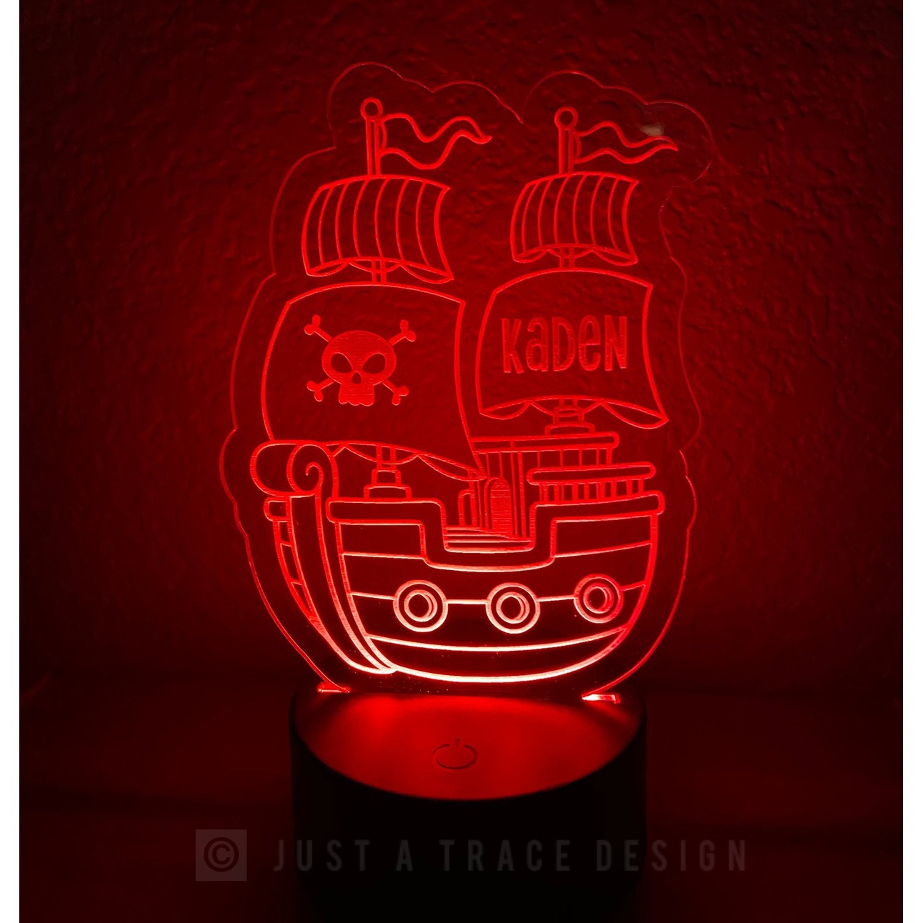 Personalized Pirate Ship Night Light, Kids Night Light, Name Night Light, Acrylic Night Light, Boat Nightlight, Laser Cut and Engraved