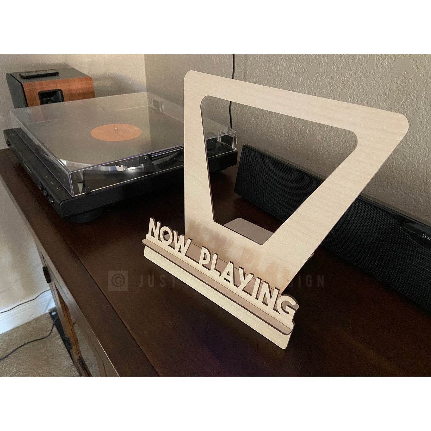 Now Playing Vinyl Record Stand, Now Spinning Record Display, LP Stand, Wood Album Stand, Music Holder